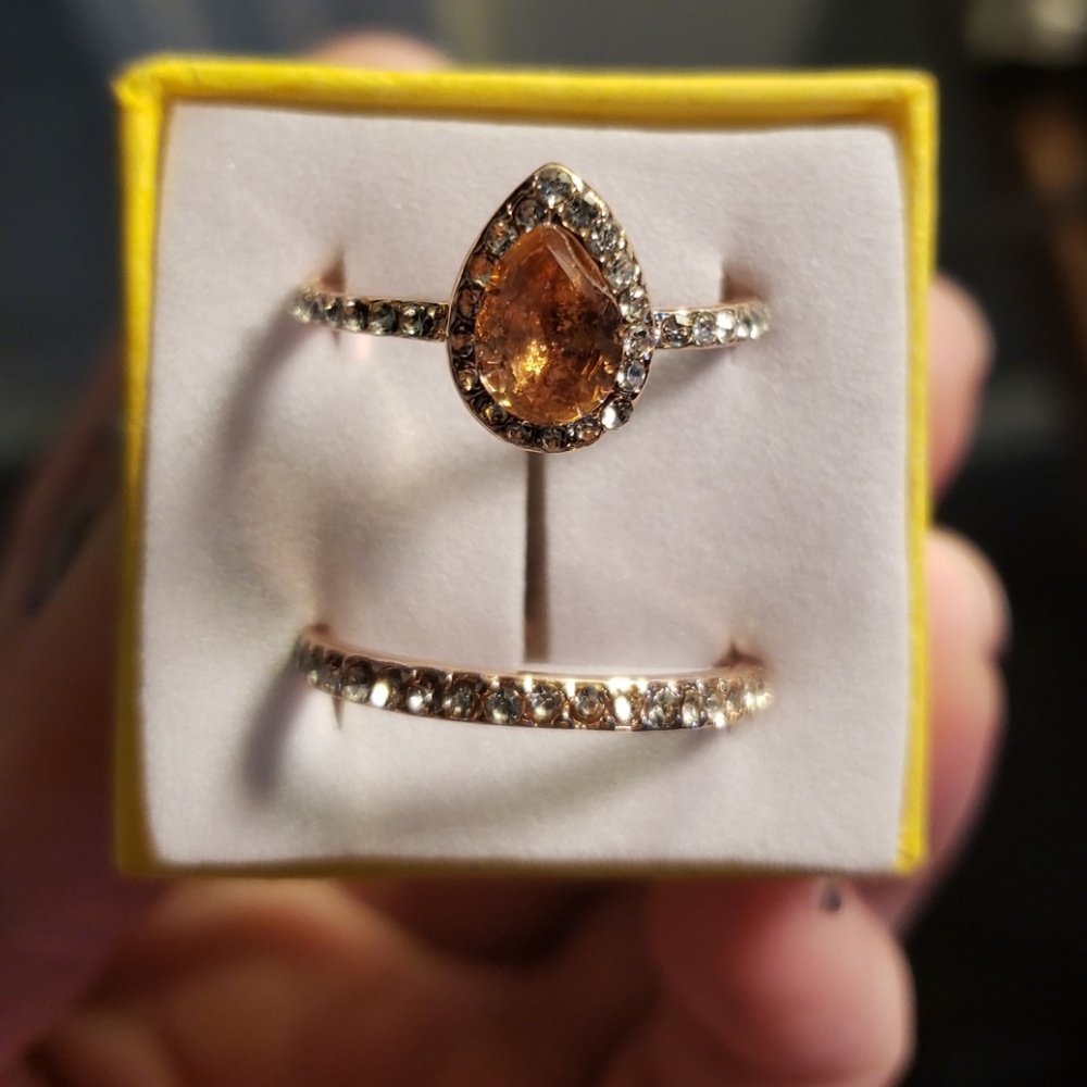 Rose Gold Filled Morganite Wedding Ring Set - Picture 8 of 8